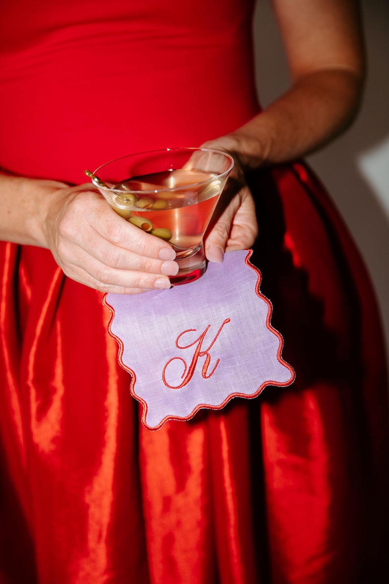 Personalized Lilac Rectangle Cocktail Napkins, Custom Cocktail Napkins, Monogrammed Napkins, Table Coasters image 1