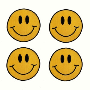 Servilletas de cóctel de lino con cara sonriente: juego de 4