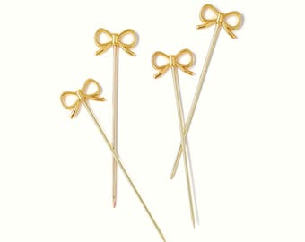 Gold Bow Cocktail Picks