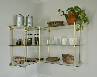 Luxury Brass Corner Shelving Unit