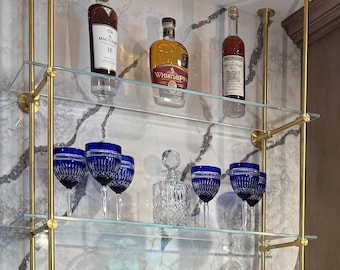 Solid Brass Bar Shelf System: Custom Bistro Shelving
