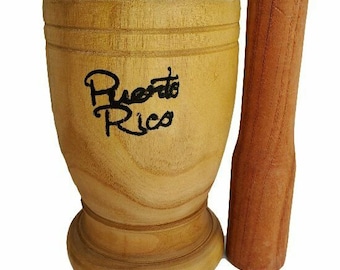 Puerto Rico X-Large Wood Mortar & Pestle Pilon Madera Rican Mofongo Boricua Souvenir