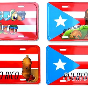Lot of 4 Puerto Rico Flag 6"x12" Aluminum License Plate Tag ( Tablilla #2 Rican Souvenir