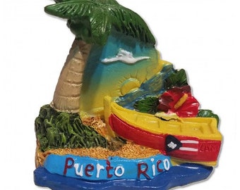 Puerto Rico Small Home Decorative Souvenirs Palm & Boat Figures Rican Boricua PR Collectable