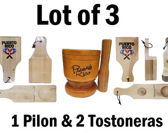 Lot of Big Pilon With 2 Tostoneras One Regular and One Stuffed 