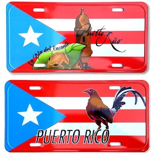 Lot of 2 Puerto Rico Flag 6"x12" Aluminum License Plate Tag ( Tablilla #2 Rican Souvenir