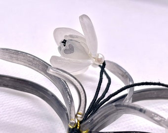 schwarz weiße Schneeglöckchen Blumenbrosche, Schneeglöckchen Schmuck, Brosche für Frauen, Anstecknadel, Blumenbrosche, Frühlingsbrosche