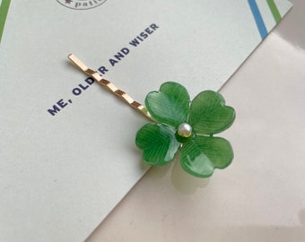 Lucky Clover Hair Pin, 4-leaf Clover Hair Pin, Gift for Her