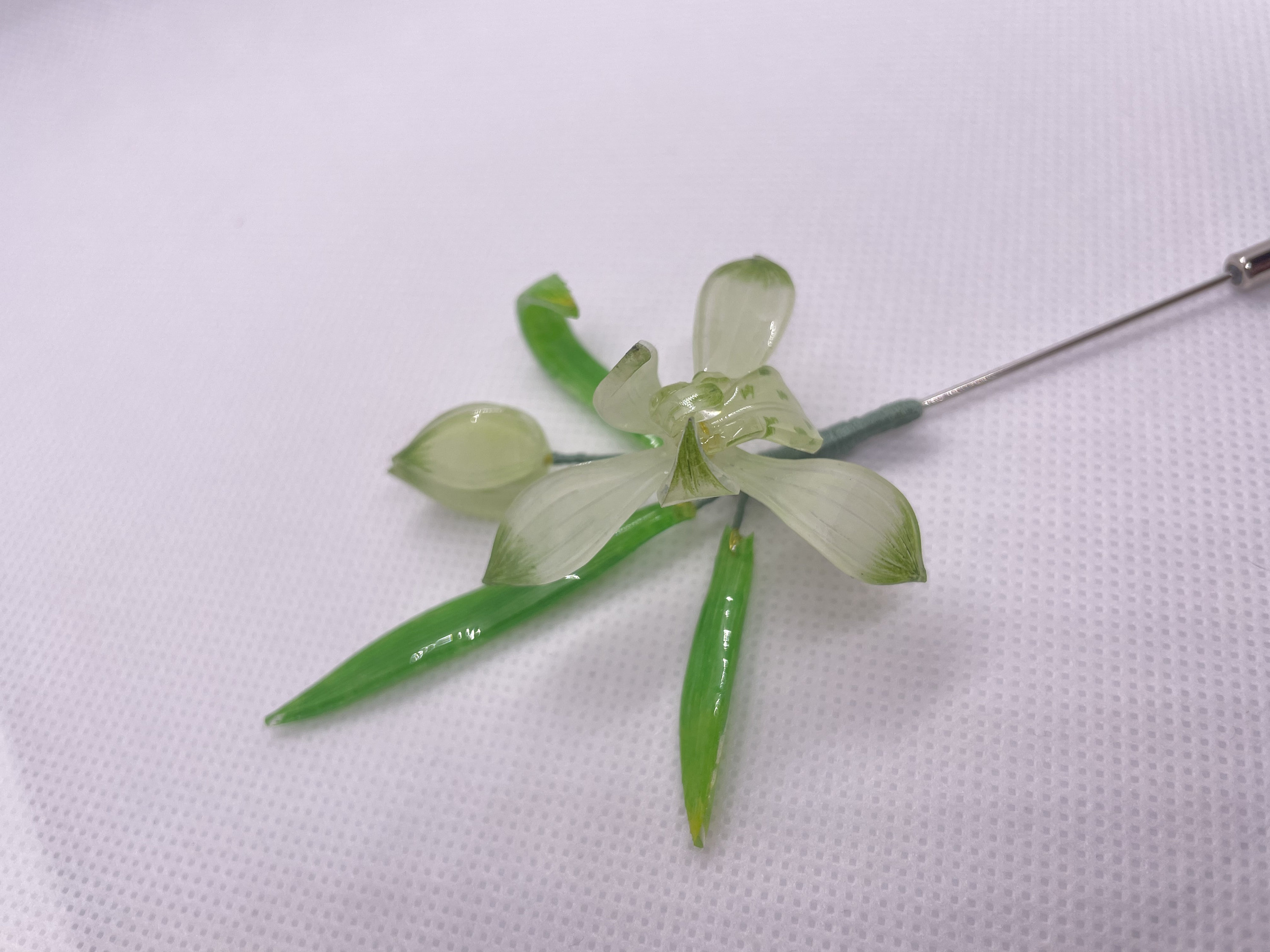 Tiffny nd Co. Broche fleur orchidée vintge en or june 18 crts