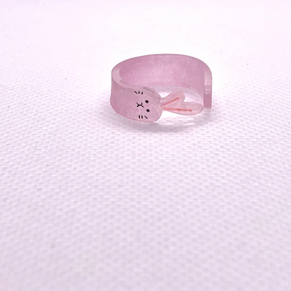 lapin rose anneau fait à la main bague rose pour les femmes pour son cadeau pour lui lapin bijoux rose animal de compagnie cadeau lapin cadeaux lapin bague lièvre bijoux personnalisé