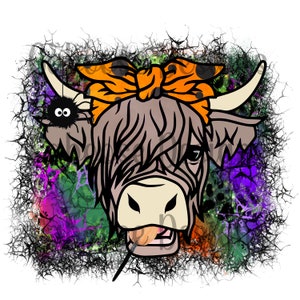 Halloween Highland Cow Digital Design png jpeg