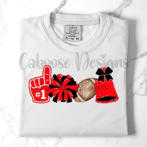 Red and Black Cheer Football Digital Design png jpg