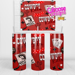 20oz Skinny Straight Tumbler Cowboy Killer Digital Design png