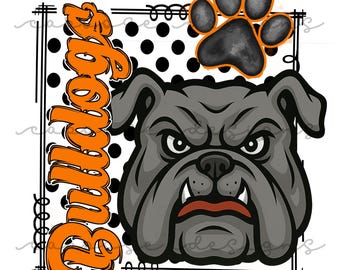 Bulldogs diseño naranja/negro png jpg