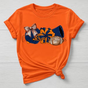 Navy and Orange Football Digital Design png jpg