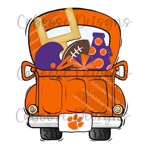 Orange Football Truck Digital Design png jpeg
