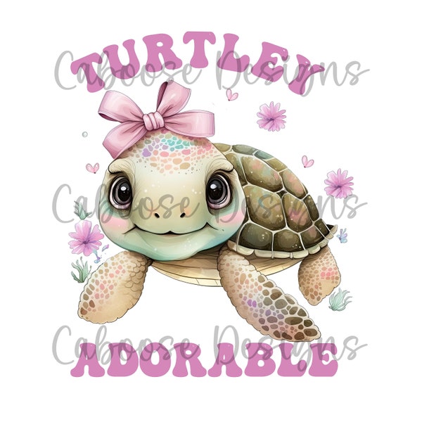 Turtley Adorable Pink Turtle Digital Design png jpeg