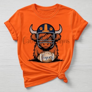 Highland Football Orange and Blue digital Design png jpg