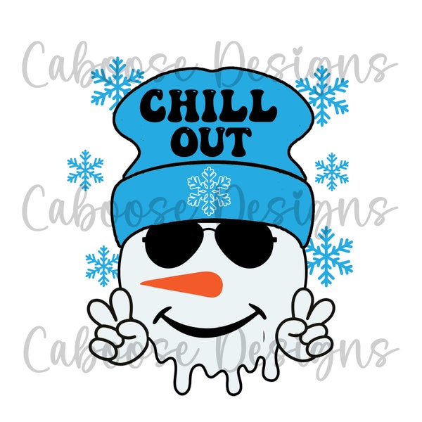 Chill out Snowman Digital Design png jpeg