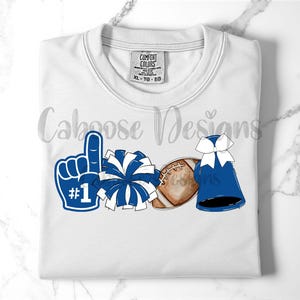 Blue and White Cheer Football Digital Design png jpg