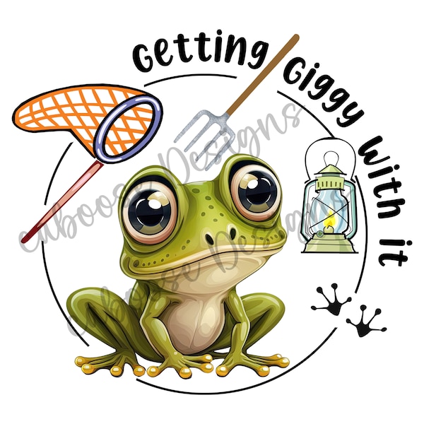 Frog Gigging Digital Design png jpeg