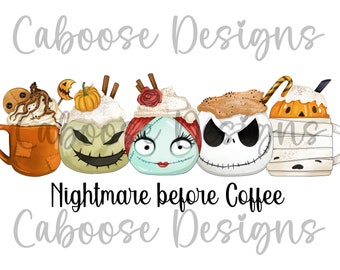 Nightmare before coffee Digital Design png jpeg