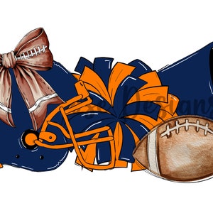 Navy and Orange Football Digital Design png jpg