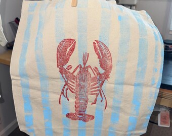 Strandväska med hummerrandig tygväska/shoppingväska