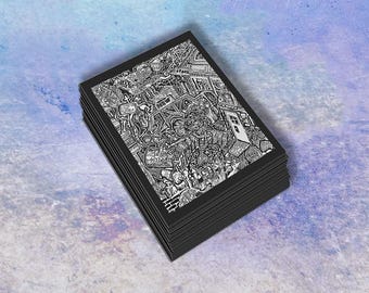 Surreal ink drawing sticker • black and white art decal