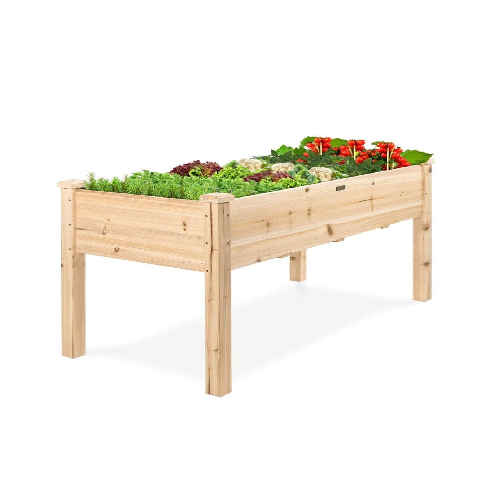 Cedar Raised Garden Bed Vegetable Elevated Planter Box for Growing and Planting Herbs Fruit 48x24x30'' Flower w/ Bed Liner 
