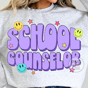 School Counselor Png, Counselor Sublimation Designs, Guidance Counselor Png, Retro Groovy, Back to School, Print File Digital Download