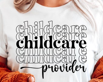 Kinderopvang aanbieder Svg, leraar kinderopvang Svg, kinderdagverblijf Svg, kinderopvangmedewerker, Retro Groovy gestapeld, Cricut-bestand, digitale download
