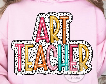 Art Teacher Png, Dalmatian Dots Art Teacher Sublimation Designs, Back to School Png, Retro Groovy, Print File Digital Download