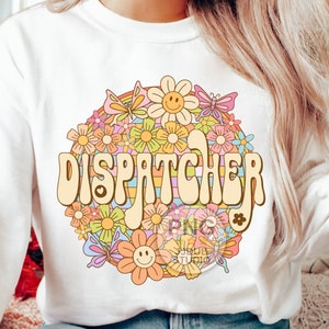 Dispatcher Png, Dispatcher Sublimation Designs, Dispatch Png Print File Digital Download, Retro Groovy Floral Disco Ball