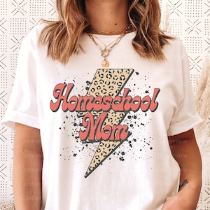 Homeschool Mom Png, Homeschool Mama Png Sublimation Designs, Homeschool Png Print File, Retro Leopard Lightning Bolt