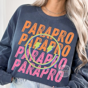 Paraprofessional Png, Para Png, Parapro Sublimation Designs, Retro Distressed Stacked Groovy, Para Professional Teacher Back to School Gift