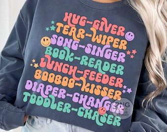 Daycare Png, Childcare Teacher Png, Daycare Provider Png, Sublimation Designs, Retro Groovy, Funny Quotes Sayings, Toddler Chaser File