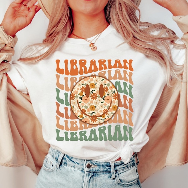 Groovy Librarian Png, School Librarian Sublimation Designs, Retro Librarian Png, Library Worker Png, Floral