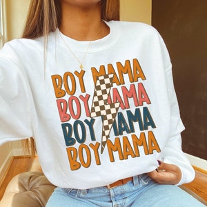Boy Mama Png, Boy Mama Sublimation Designs, Mom of Boys Png, Mother's Day Png, Retro Checkered Lightning Bolt, Print File Digital Download
