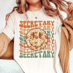 Sekretärin Png, Sublimationsdesigns für Schule und Büro, Schule Bürocrew Team Squad Png, Retro Groovy Floral, Druckdatei digitaler Download