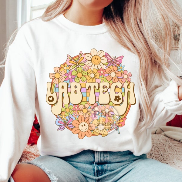 Lab Tech Png, Laboratory Technician Sublimation Designs, Med Lab Tech Png Print File Download, Retro Groovy Floral Disco Ball