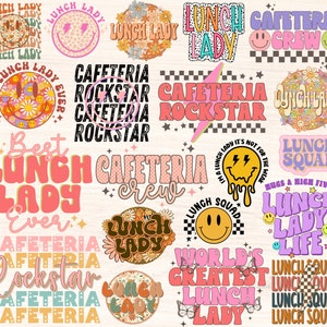 Lunch Lady Png Bundle, Cafeteria Worker Png, Best Lunch Lady Ever, Cafeteria Squad Crew, Retro Groovy Wavy, Back to School, Digital Download