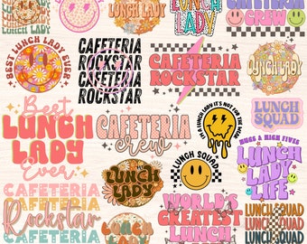 Lunch Lady Png Bundle, Cafeteria Worker Png, Best Lunch Lady Ever, Cafeteria Squad Crew, Retro Groovy Wavy, Back to School, Digital Download