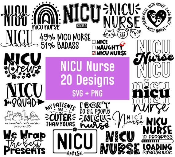 NICU Nurse Svg Bundle, Neonatal Intensive Care Unit Svg, Neonatal ICU Nurse, NICU Crew Squad Svg for Shirt, Newborn Baby Tiny Human Nurse
