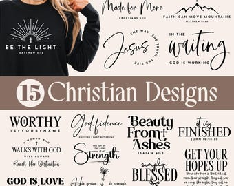 Christelijke Svg Png-bundel, religieuze Svg, geloof Svg, liefde God Jezus Svg, bijbelvers Svg, motiverende inspirerende citaten, schrift Svg