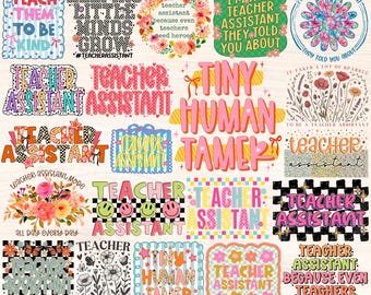 Teacher Assistant Png Bundle, Educational Assistant Png, Back to School Gift, Instructional Assistant Png, Teacher Aide Sublimation Designs