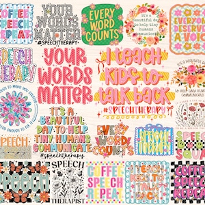 Speech Therapy Png Bundle, Slp Png, Speech Therapist Sublimation Design, Speech Language Pathologist Gift, Retro Groovy Floral Coquette Bow