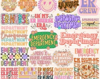 SEH-verpleegkundige png-bundel, SEH-afdeling png, sublimatieontwerpen SEH-verpleegkundige, SEH-bemanning, retro groovy bloemen digitale download