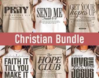 Christelijke Svg Png Eps-bundel, bijbelvers schrift Svg, religieus geloof bid geschenk, stuur me Jesaja 6 8, geloof over angst Svg, liefde God Jezus