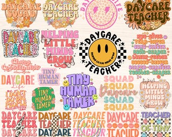 Daycare Png Bundle, Daycare Teacher Png, Childcare Provider Sublimation Designs, Tiny Human Tamer Png, Toddler Preschool Teacher Gift